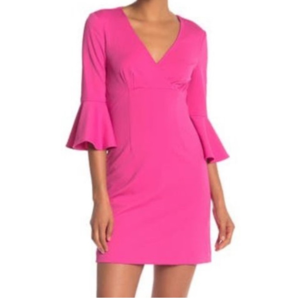 Trina Turk Freya Bell Sleeve Dress in Fuchsia